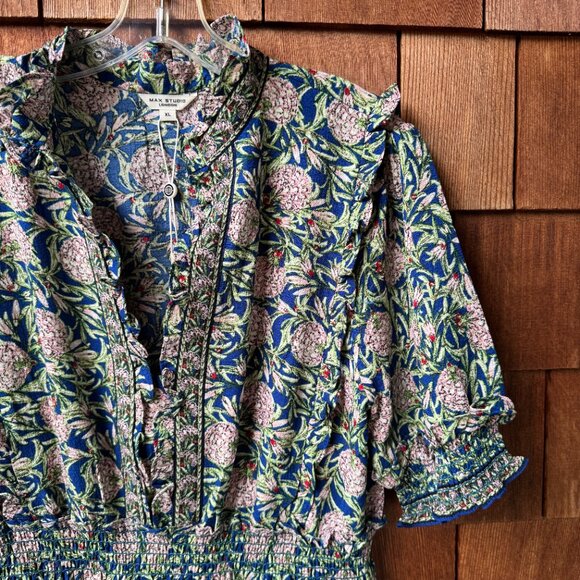 NWT Max Studio London Floral Print Short Sleeve Tiered Maxi Dress in Women's XL - Picture 5 of 16